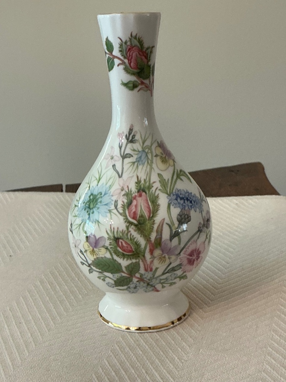 Vintage Aynsley fine bone china bud vase in the Wild Tudor